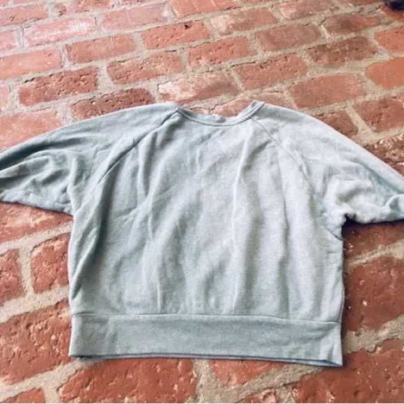 Free People XS gray oversized sweatshirt floral sheer lace - Picture 10 of 16